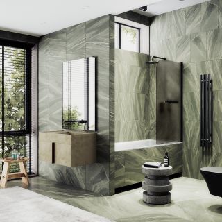 Шторка на ванну MaybahGlass MGV-778-6 60см чёрный