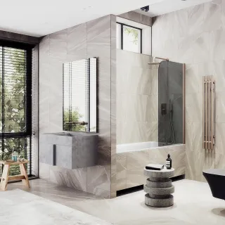 Шторка на ванну MaybahGlass MGV-623-2 80см бронза