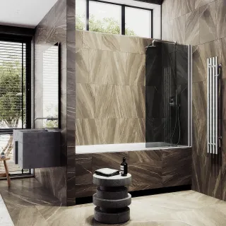 Шторка на ванну MaybahGlass MGV-618-5 70см хром матовый