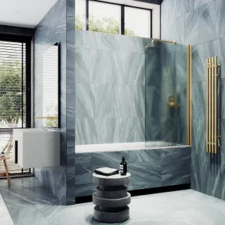 Шторка на ванну MaybahGlass MGV-621-3 80см золото