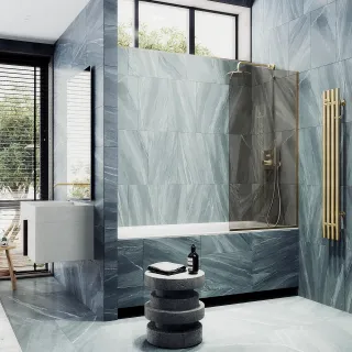 Шторка на ванну MaybahGlass MGV-127-3у 34см золото