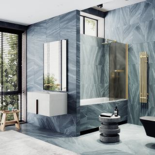 Шторка на ванну MaybahGlass MGV-784-3 70см золото