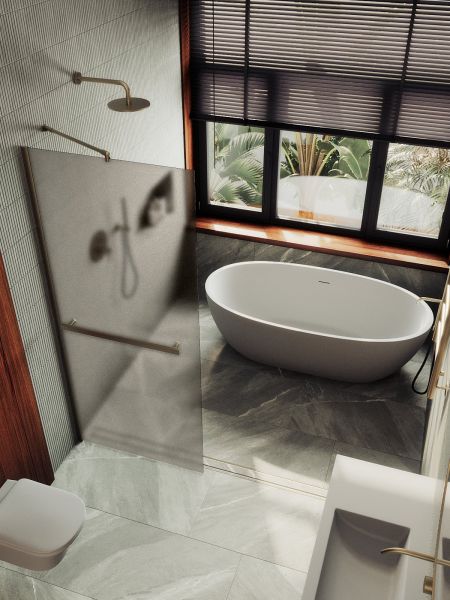 Душевая перегородка MaybahGlass MGD-728-2ш 79см бронза