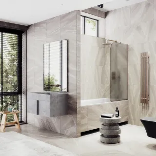 Шторка на ванну MaybahGlass MGV-77-2у 90см бронза