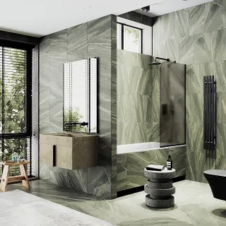 Шторка на ванну MaybahGlass MGV-138-6у 54см чёрный