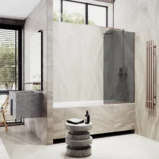 Шторка на ванну MaybahGlass MGV-146-2у 64см бронза