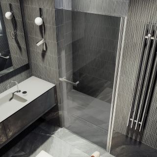 Душевая дверь MaybahGlass MGD-456-5 80см хром матовый/графит