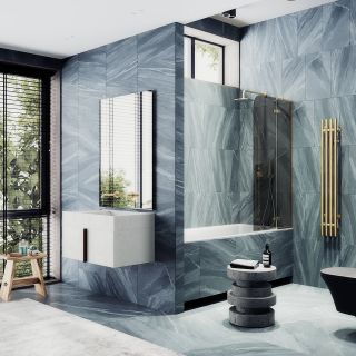 Шторка на ванну MaybahGlass MGV-918-3 99см золото