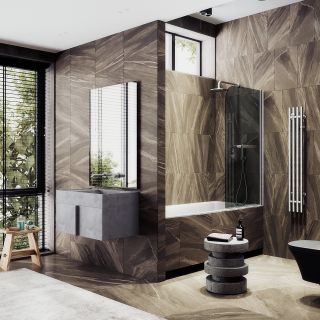 Шторка на ванну MaybahGlass MGV-785-5 70см хром матовый