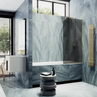 Шторка на ванну MaybahGlass MGV-87-3у 70см золото