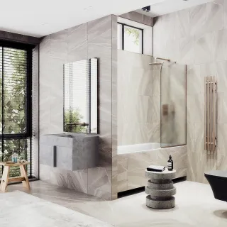 Шторка на ванну MaybahGlass MGV-143-2у 64см бронза