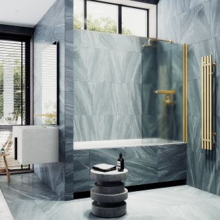 Шторка на ванну MaybahGlass MGV-793-3 80см золото