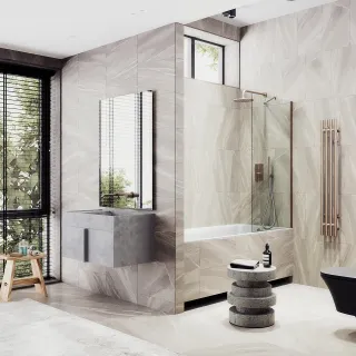 Шторка на ванну MaybahGlass MGV-64-2ш 80см бронза