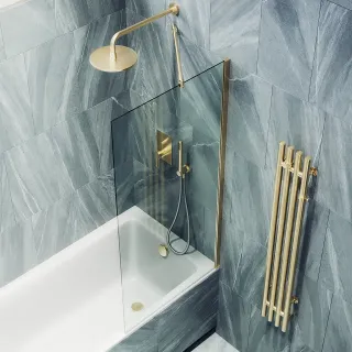 Шторка на ванну MaybahGlass MGV-61-3ш 50см золото