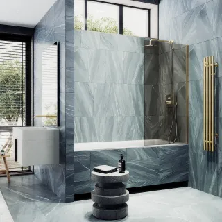 Шторка на ванну MaybahGlass MGV-70-3ш 80см золото