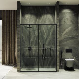 Душевая дверь MaybahGlass MGD-1276-6 120см чёрный/прозрачный