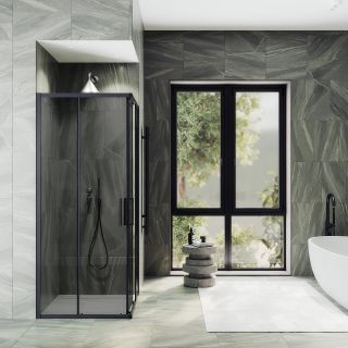 Душевой уголок MaybahGlass MGY-1328-6 90x90см чёрный/графит