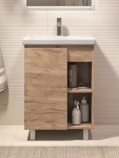 Тумба под раковину напольная Vigo Milos 316 60 см поставляется в разобранном виде дуб золотой