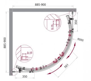 Душевой уголок BelBagno четверть круга чёрный ACQUA-R-2-90-C-NERO