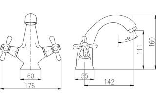 Смеситель для раковины Rav Slezak Morava retro MK328.5CMATC черный хром