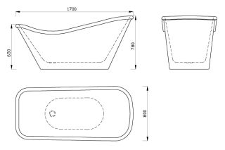 Акриловая ванна ABBER AB9231 170x80x78