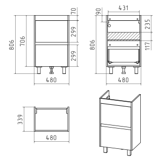 Напольная тумба под раковину Misty Алиса 50см белый