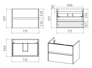 Подвесная тумба под раковину Misty Алиса 75см белый