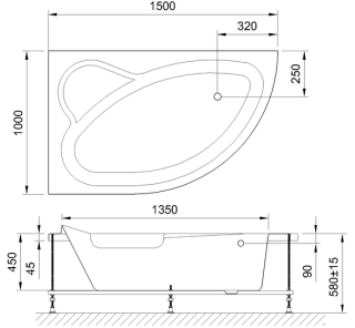 Акриловая ванна Royal Bath Alpine левая 150x100см белый RB819100L