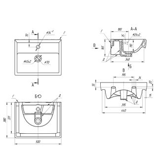 Мебельная раковина Aqwella Мини-50 СК 641594 50 см цвет белый