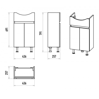 Напольная тумба под раковину Misty Амур Э-Аму01045-021Эл 43.6 см белый