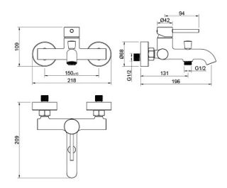 Смеситель для ванны Aquatek Европа AQ1340BGM шлифованный чёрный хром