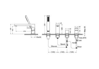 Смеситель Aquatek Либра AQ1648MB на борт ванны черный