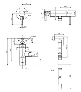 Гигиенический душ AQUAme Siena AQM6217GG со смесителем золото