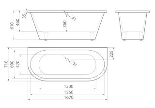 Ванна из искусственного камня AquaStone Неона 168x71см белый