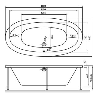 Ванна из искусственного камня AquaStone Оливия 180x90см белый