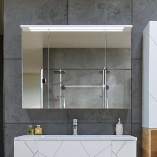 Зеркальный шкаф с подсветкой Бриклаер Кристалл 4627125416002 95 см белый