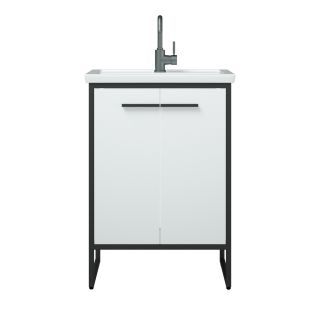 Тумба под раковину Corozo Айрон 60см белый/чёрный SD-00000399