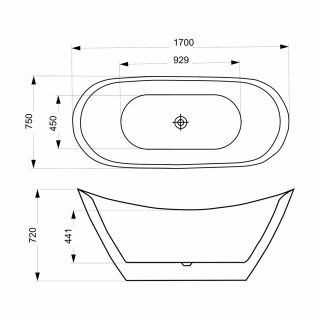 Акриловая ванна Azario MELADO AZ-6107-17W 1700х750х720