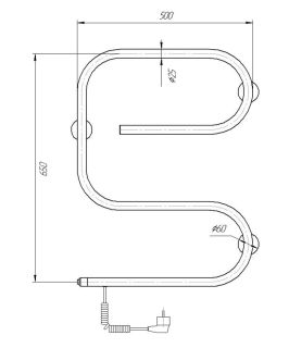 Полотенцесушитель электрический Domoterm DMT 105-25 50x65 EK L хром