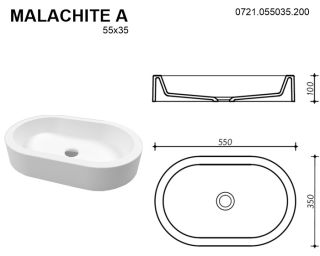 Раковина Whitecross Malachite A 0721.055035.200 55см белый матовый