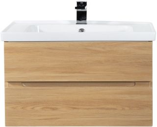 Подвесная тумба под раковину Art&Max Techno 90см дуб мадейра янтарь AM-Techno-900-2C-SO-LW674