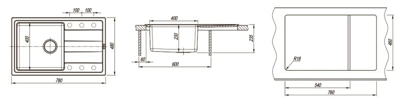 Кухонная мойка Florentina Комби 780 грей