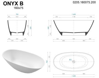 Ванна из искусственного камня Whitecross Onyx B 0205.160075.200 160x75см белый матовый
