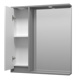 Зеркальный шкаф с подсветкой Brevita Balaton BAL-04075-01-01Л левый 75см белый/серый