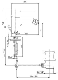 Смеситель для биде E.C.A. Nita 102110151EX хром