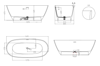 Ванна из искусственного камня Salini Sofia S-Sense 102516G 170x80см белый глянцевый