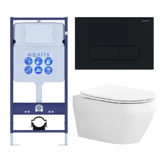 Комплект SET AQUATEK ЛЕЯ cm-017 4в1 унитаз с инсталляцией кнопкой и сиденьем микролифт