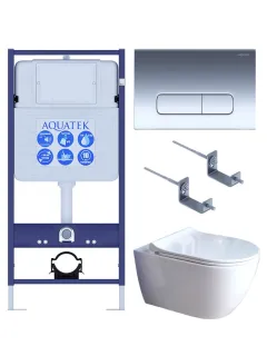 Комплект SET AQUATEK ПОЛАРИС-01-016 4в1 унитаз с инсталляцией кнопкой и сиденьем микролифт