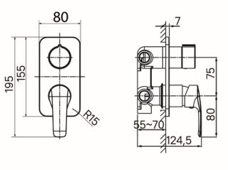 Встраиваемый смеситель с тремя выходами IDDIS Ray RAYBL00i68 чёрный матовый