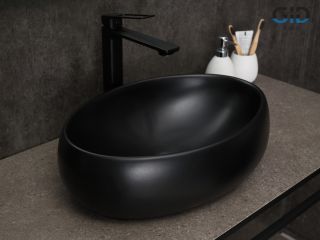 Раковина Gid Bm9030b 53372 накладная черная матовая 48x34x15